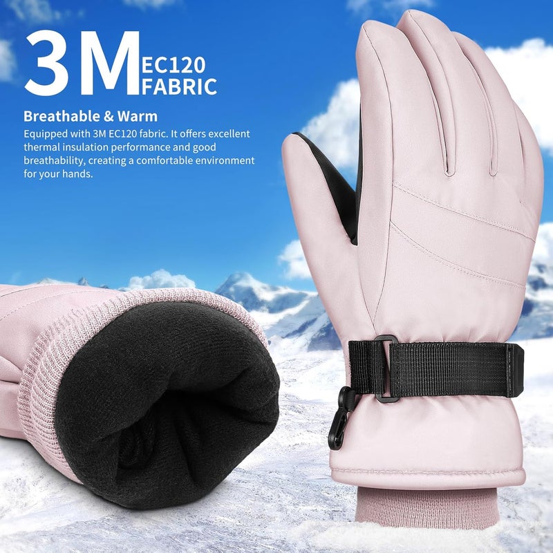 Odtmger Ski Gloves,Waterproof, Touchscreen-Compatible, Winter Warm Cotton Filled, Anti-Loss Rope for Parent Child - Image 2